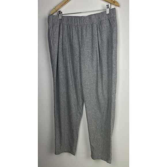 Eileen Fisher Soft Wool Flannel Pleated Tapered Pant Easy Fit Ankle Length Med M - Picture 2 of 12